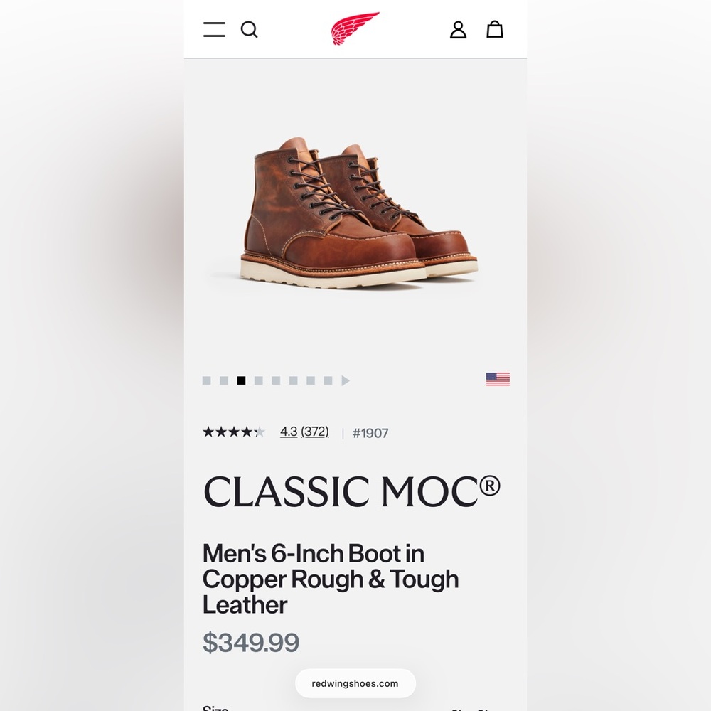 Red Wing CLASSIC MOC Boots in Copper Rough & Tough Leather 1907 - Picture 9 of 9